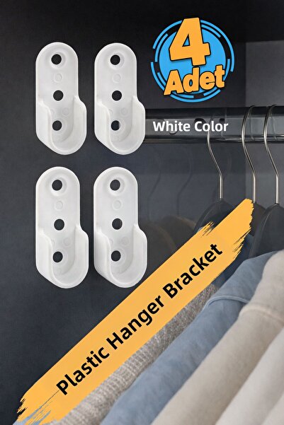 Badem10 Culoare albă 4 bucăți Suport pentru haine Suport pentru țevi metalice...