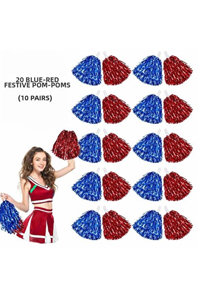 lowell home Red Blue Metallic Plump Show Pompon 20 Pieces (10 Pairs)