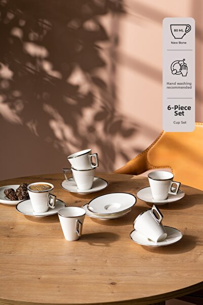 Emsan Zen 6-Piece Coffee Cup Set Platinum 80 ml