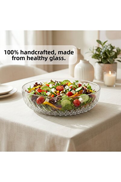 Glamis Selen Concept İnci Model Handmade Glass Salad and Fruit Bowl Single