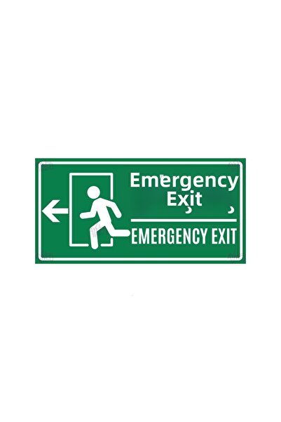 Hayg Equipment Emergency Exit Sign Left Direction – Aluminum Emergency Exit Door Direction Sign - 15X30 cm