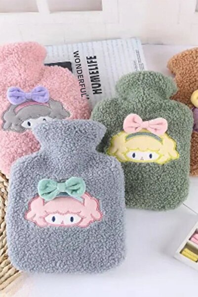 Buffer ®   1 Liter Polar Plush Braided Girl Model Hot Water Bag with Ribbon Hair