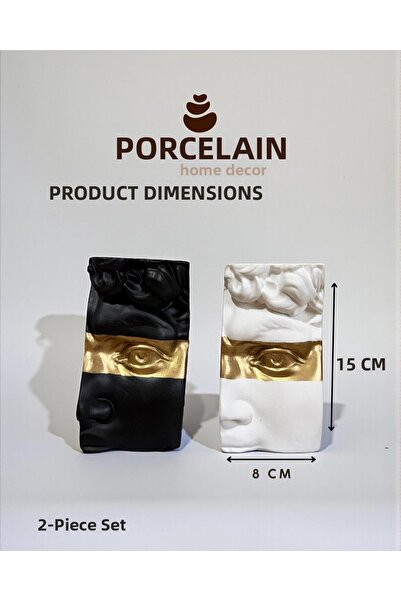 Porselian Σετ 2 διακοσμητικών αντίκες γλυπτών προσώπων, στήριγμα βιβλίων και ...