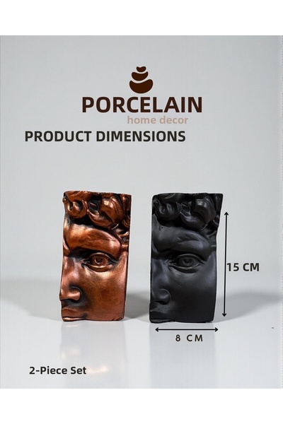 Porselian Set of 2 Decorative Antique Face Sculpture Bookends and Figurine Da...
