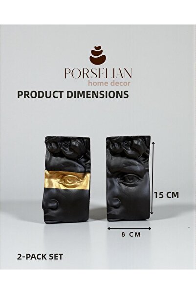 Porselian Σετ 2 διακοσμητικών αντίκες γλυπτών προσώπων, στήριγμα βιβλίων και ...