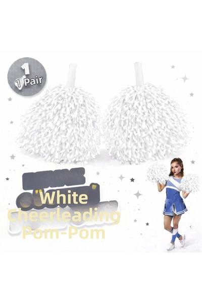 Epilons 1 Pair White School Performance Pompoms Extra Full Dance Gymnastics a...