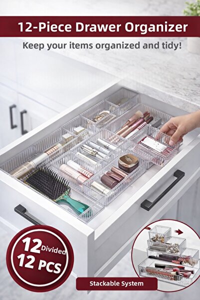 MCA Deerhome Organizator de bijuterii și machiaj pentru baie, cu 12 sertare, ...