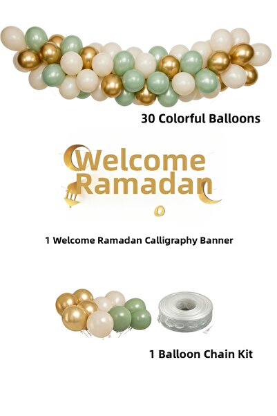 HAPPYLOOPPARTY مجموعة زينة الخط العربي المكتوب عليها 'مرحبًا بكم في رمضان' مك...