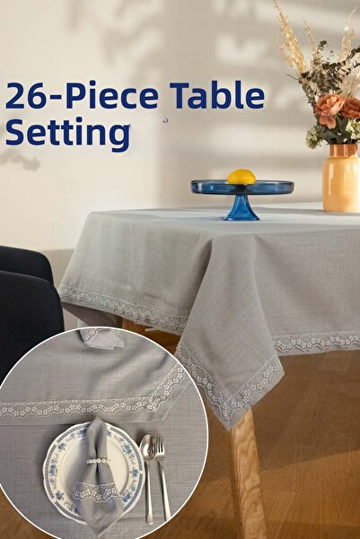 Dantelux Set de masă Margherita 26 piese (căptușeală + șorț de masă + 12 bucă...