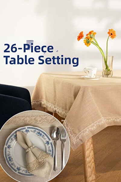 Dantelux Set de masă Margherita 26 piese (căptușeală + șorț de masă + 12 bucă...