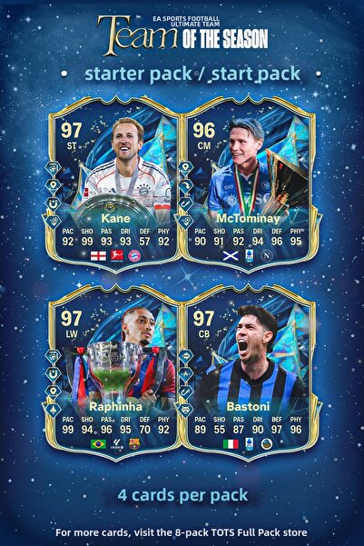 BERKANTTP حزمة FC 25 TOTS للمبتدئين - 4 بطاقات FUT