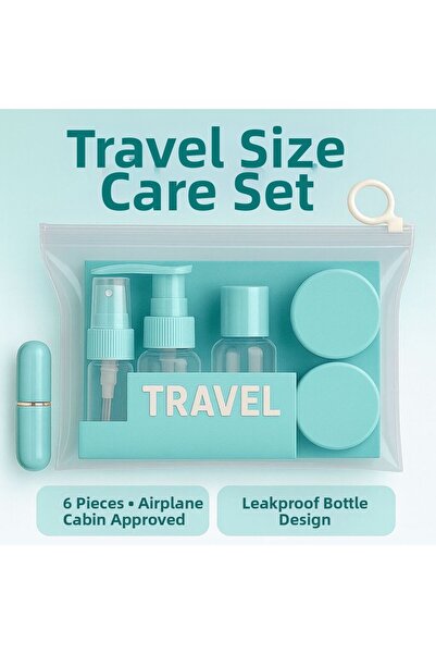 TARIK HOME 6 Piece Colorful Travel Grooming and Cosmetic Set, Airplane Cabin ...