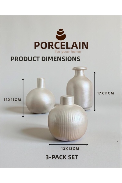 Porselian Set de 3 vaze decorative din beton - Accesoriu modern pentru biblio...