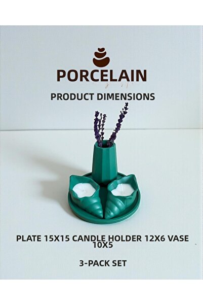 Porselian 3-Piece Decorative Concrete Set - Oyster Candle, Mini Vase and Pres...