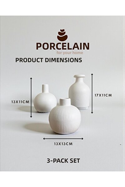 Porselian Set de 3 vaze decorative din beton - Accesoriu modern pentru biblio...