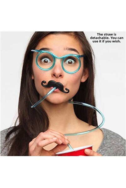 magicool Party Glasses with Straws - Children and Adults Whiskered Straw Glas...