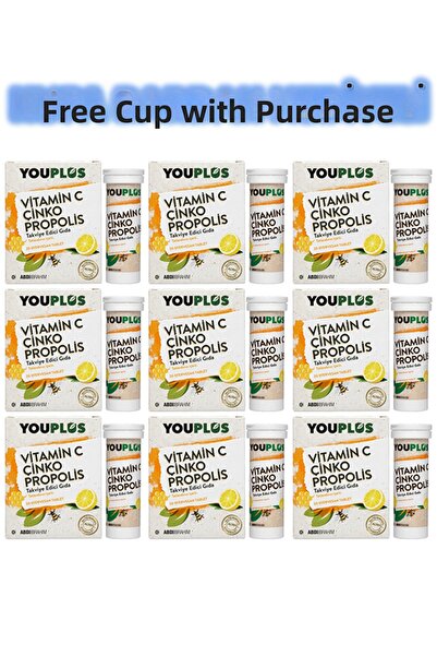 Youplus Zinc & Propolis 20 Effervescent Tablets 9 Pieces (with Mug Cup Gift)