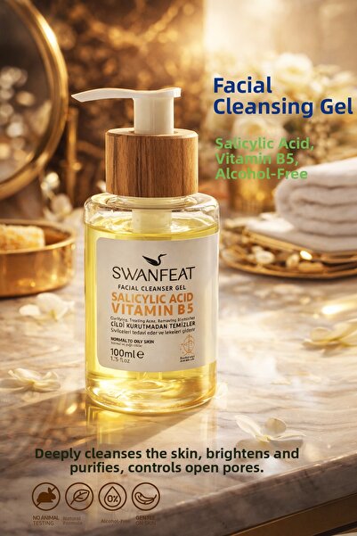 SWANFEAT جل تنظيف الوجه مع فيتامين ب5 خالٍ من الكحول للبشرة الدهنية والعادية ...