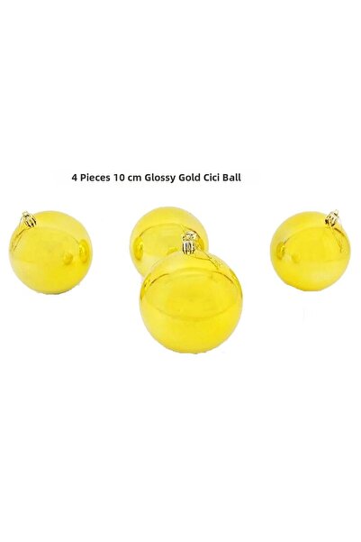 partidolu Culoare Aurie 10 cm Minge de Crăciun Lucioasă de Pin Cici 4 Buc