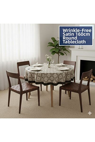 Blue Home Black Pearl Silvery Stress-Free Tablecloth 160 cm Round.