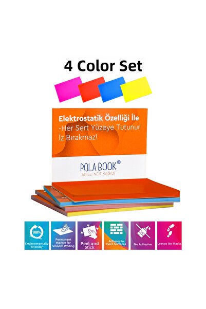 POLABOOK Electrostatic Smart Note Paper 7X10 cm 50 Sheets - Non-Adhesive Post...