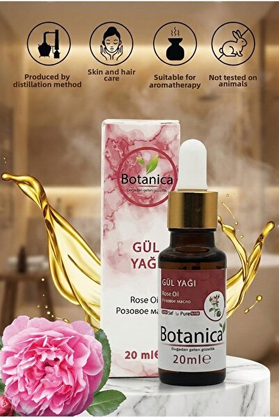 botanica Natural Rose Oil 20 ml - Revitalizing Skin Care and High Frequency A...
