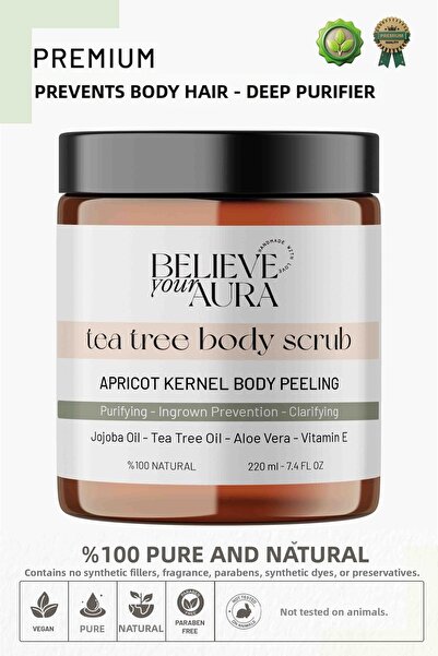 Believe Your Aura مقشر الجسم بزيت شجرة الشاي - مقشر الجسم المضاد للشعر المتلا...