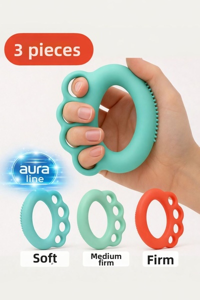 AURA LİNE جهاز تمرين اليد والمعصم والأصابع من السيليكون بـ3 مستويات صلابة، جه...