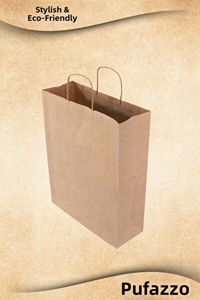 PUFAZZO Kraft Bag 25 Pieces - Twisted Handle, Unprinted, Durable Carrying Bag...