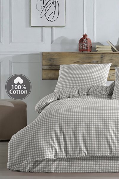 Simple Deco Mini Square Beige 100% Cotton Double Duvet Cover Set