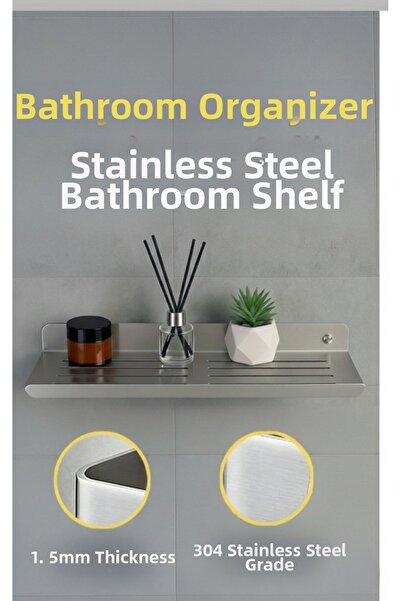 Espoo Design رف حمام من الفولاذ المقاوم للصدأ مع لاصق ومسامير، مجموعة حامل شا...