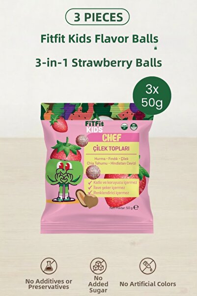 FitFit كرات الفراولة للأطفال من كيدز شيف |   وجبة خفيفة من التمر والبندق والف...