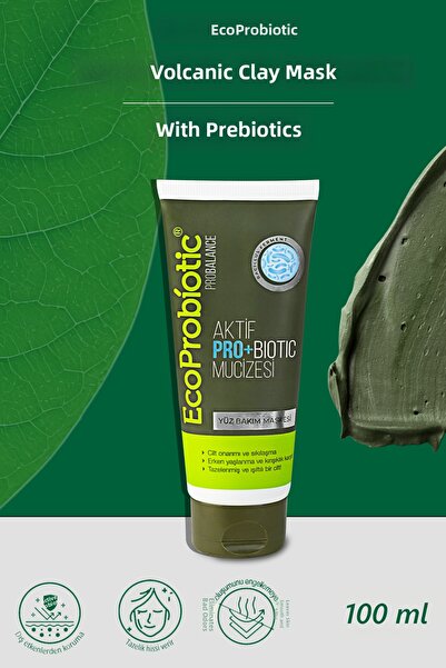 EcoProbiotic قناع الطين البركاني 100 مل |   بريبايوتكلي، للعناية بالمسام (جمي...