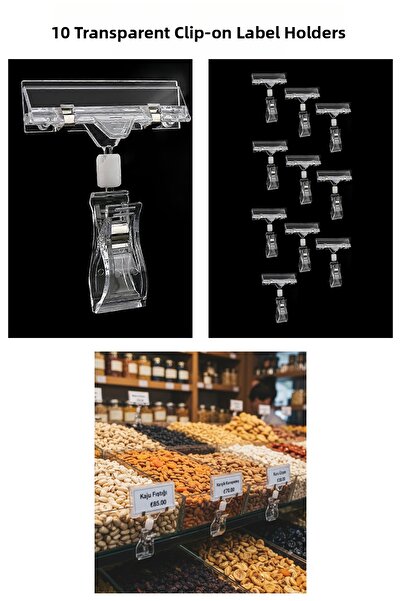 Manken İstanbul 10 броя прозрачни етикети с фъстъци и щипки (подвижни и въртя...