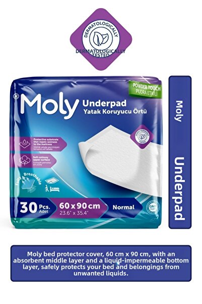 Moly غطاء حماية للسرير مقاس 60 × 90 سم - وسادة تبول للقطط والكلاب
