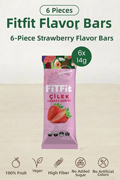FitFit شريط بنكهة الفراولة |   وجبة خفيفة صحية خالية من السكر من الفاكهة الطب...