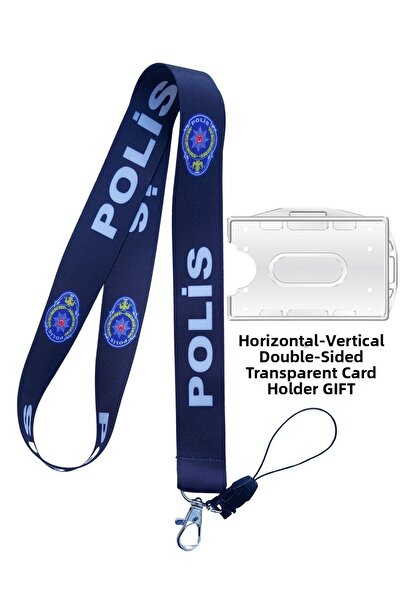 doktorbonem Safety Staff Neck Strap and Card Protector Set Navy Blue with Ste...