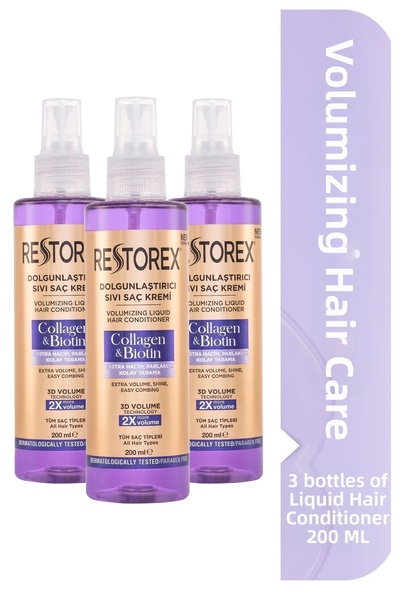 Restorex Tekutý kondicionér s kolagenem a biotinem pro objem 3x200ml