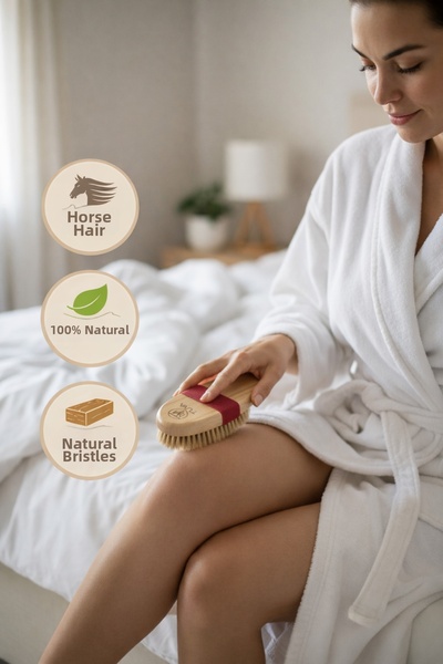 tuva modern فرشاة سيلوليت من شعر الحصان الطبيعي 100%، ساق الفراولة، مظهر قشر ...