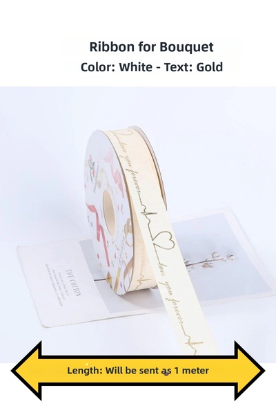 COLORPAK Ribbon for Flower Bouquet White (1 Meter Length) 2.5 cm Width (Love ...