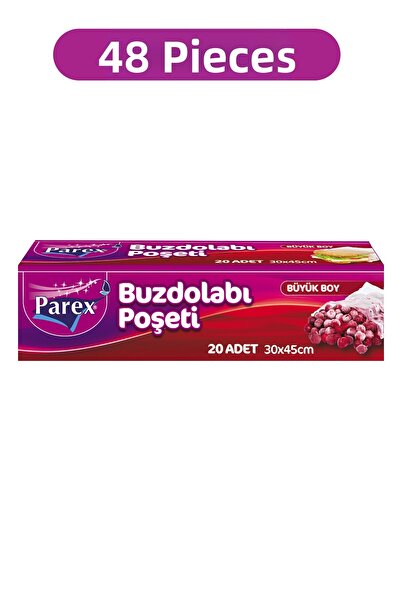 Parex 20 كيسًا للثلاجة مقاس كبير 30 × 45 سم، عبوة من 48 قطعة