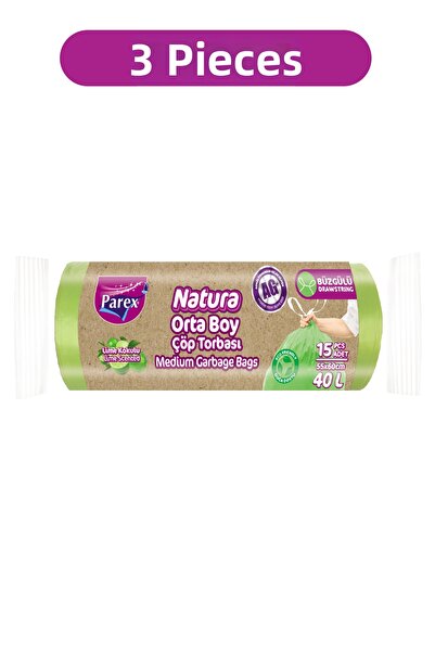 Parex Natura Drawstring Garbage Bags 15 Pack Medium Size 55 X 60 cm Triple Pack