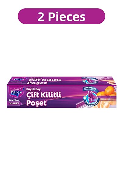 Parex 10-Piece Double Lock Refrigerator Bags Large Size 26 X 28 cm Double Pack