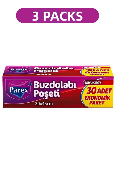 Parex 30 كيسًا للثلاجة مقاس كبير 30 × 45 سم عبوة ثلاثية