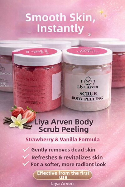 Liya Arven مقشر الجسم الطبيعي المرطب والمصلح والمغذي بخلاصة الفراولة والفانيل...