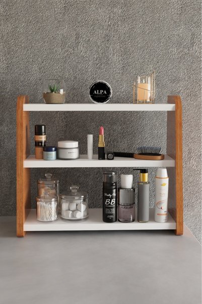 alpa ev mobilya 3-Tier Makeup Organizer Rack - Countertop, Bathroom, and Cosmetic Organizer Stand