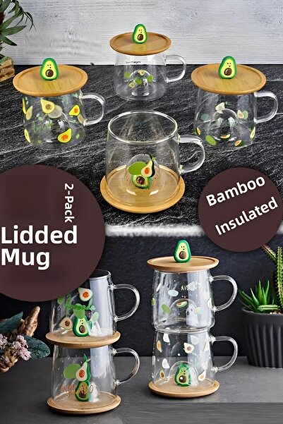 Berdina Home 3D Avocado Figured Printed Hot Cold Borosilicate Glass Soft Drin...