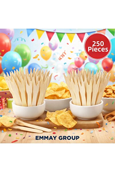 İthal Wooden Chips Fork. 9 Cm, 250 Pcs, Party & Event & Cocktail & Birthday