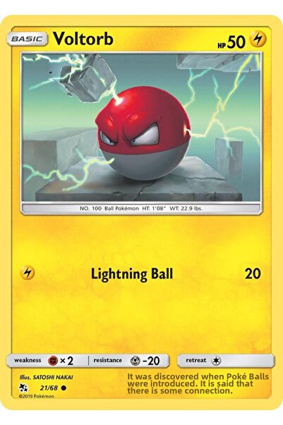 Pokemon TCG Voltorb # 21 Pokemon Hidden Fates Original Card
