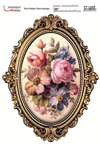 İstanbul Hobi Brass Decopage Paper 30X42Cm Pt-1398 Flowers